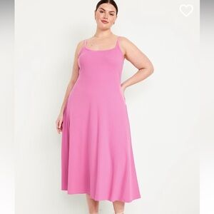 Old Navy fit and flare ribbed maxi pink